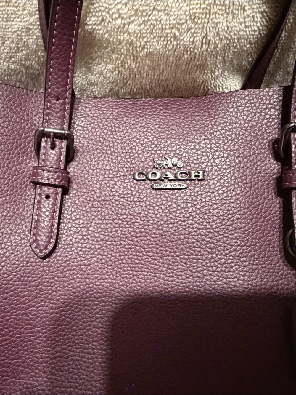Coach Plum Leather Satchel with Removable Strap - Picture 3 of 4